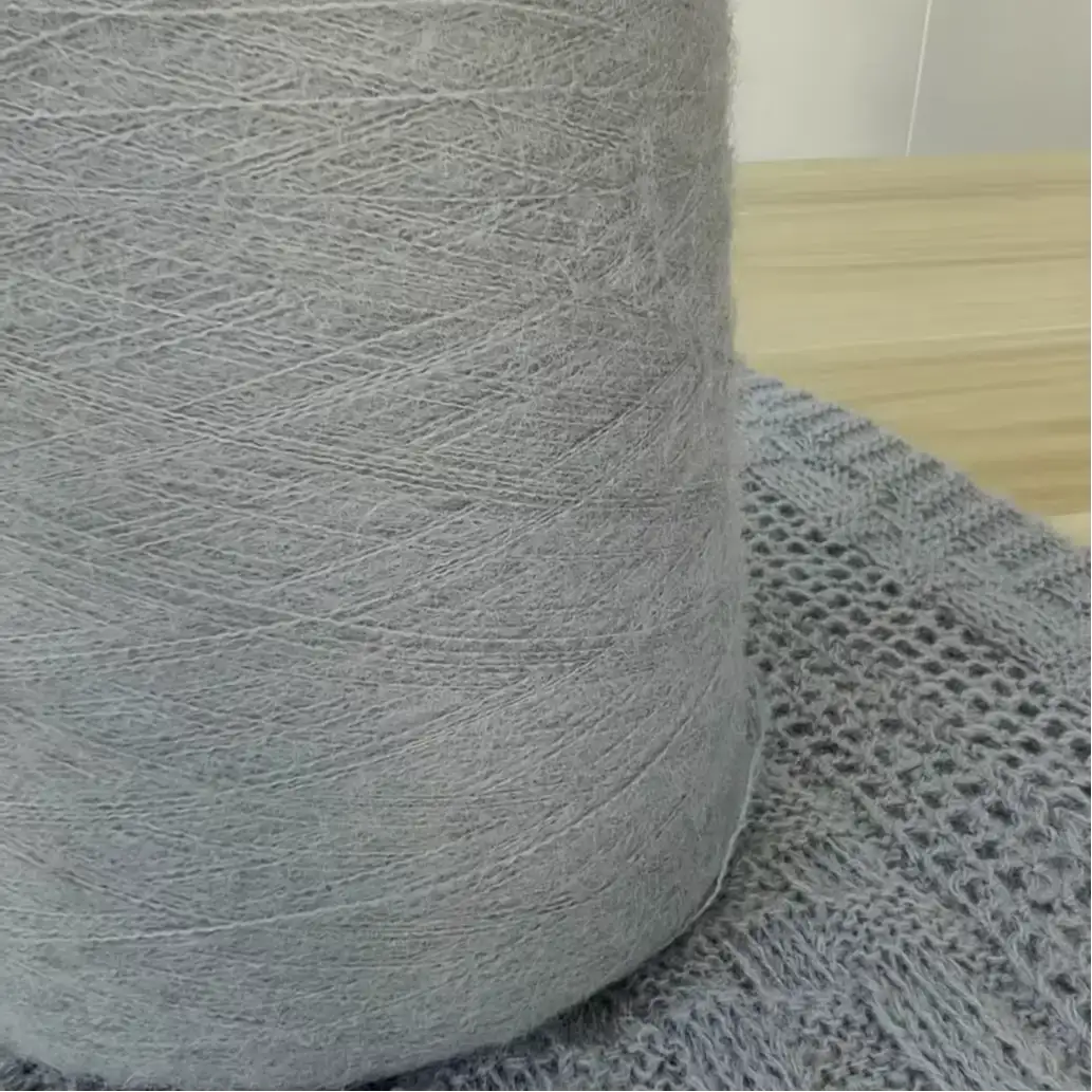 China Yarn for Ladies Vest (Sweater),Asymmetric Cardigan (Sweater),Tie-Front Cardigan (Sweater) Mossy Yarn Fancy Yarn Acrylic Nylon Wool grayish blue color buy from China wholesaler bulk order at wholesale price free worldwide shipping Alibaba