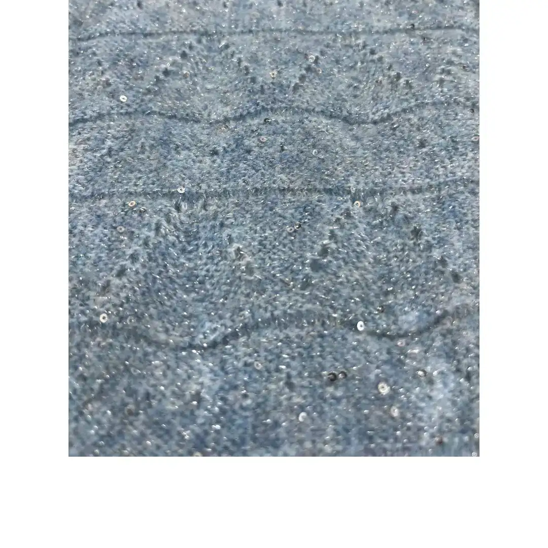 China Yarn for Open Cardigan (Sweater),Round Neck Pullover (Sweater),Crew Neck Pullover (Sweater),Crop Top Pullover (Sweater) Mossy Yarn Fancy Yarn Recycled Polyester Merino Wool Elastane Metallic fiber Polyester Sky-blue color buy from China wholesaler bulk order at wholesale price free worldwide shipping Alibaba