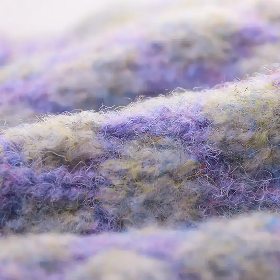 China Yarn for Open Cardigan (Sweater),Knitted Jacket (Sweater),Round Neck Pullover (Sweater) Mossy Yarn Fancy Yarn Acrylic Recycled Polyester Polyester Wool Elastane gray、brown、blue、purple color buy from China wholesaler bulk order at wholesale price free worldwide shipping Alibaba