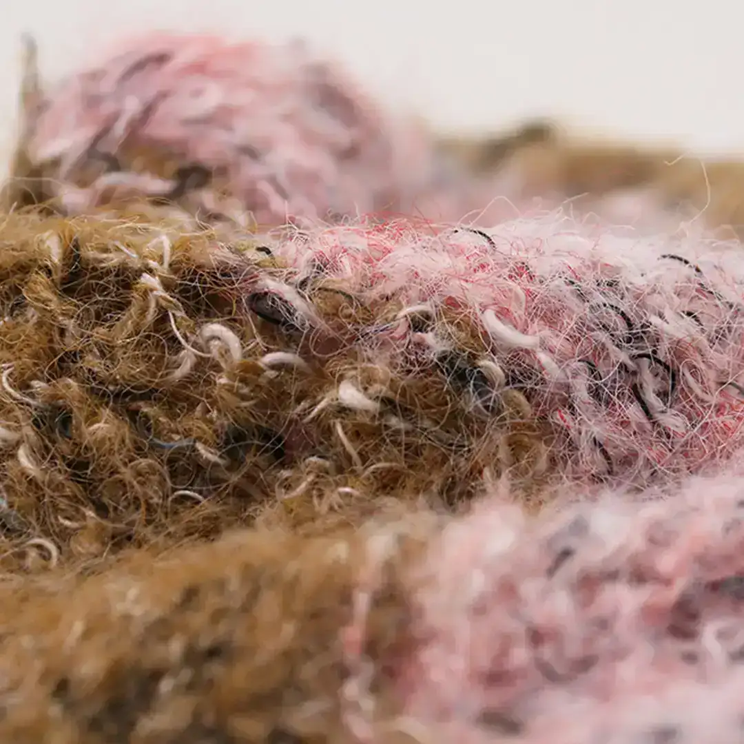 China Yarn for Open Cardigan (Sweater),Knitted Jacket (Sweater),Round Neck Pullover (Sweater) Knot Yarn Fancy Yarn Wool Polyester Recycled Polyester Elastane blue、white、pink、brown color buy from China wholesaler bulk order at wholesale price free worldwide shipping Alibaba