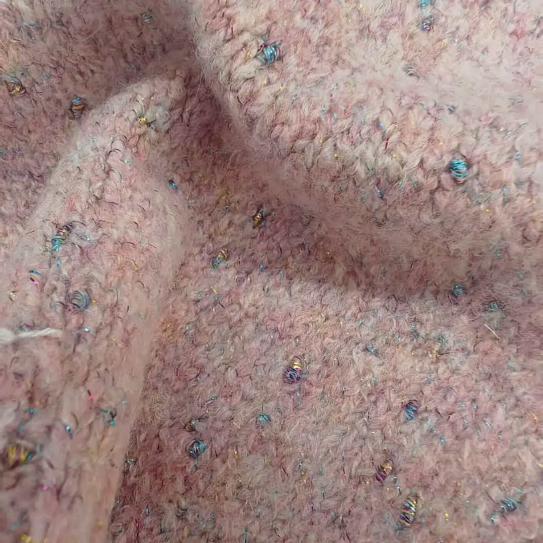 China Yarn for Open Cardigan (Sweater),Knitted Jacket (Sweater),Round Neck Pullover (Sweater) Knot Yarn Fancy Yarn Acrylic Elastane Polyester Lurex white，pink color buy from China wholesaler bulk order at wholesale price free worldwide shipping Alibaba