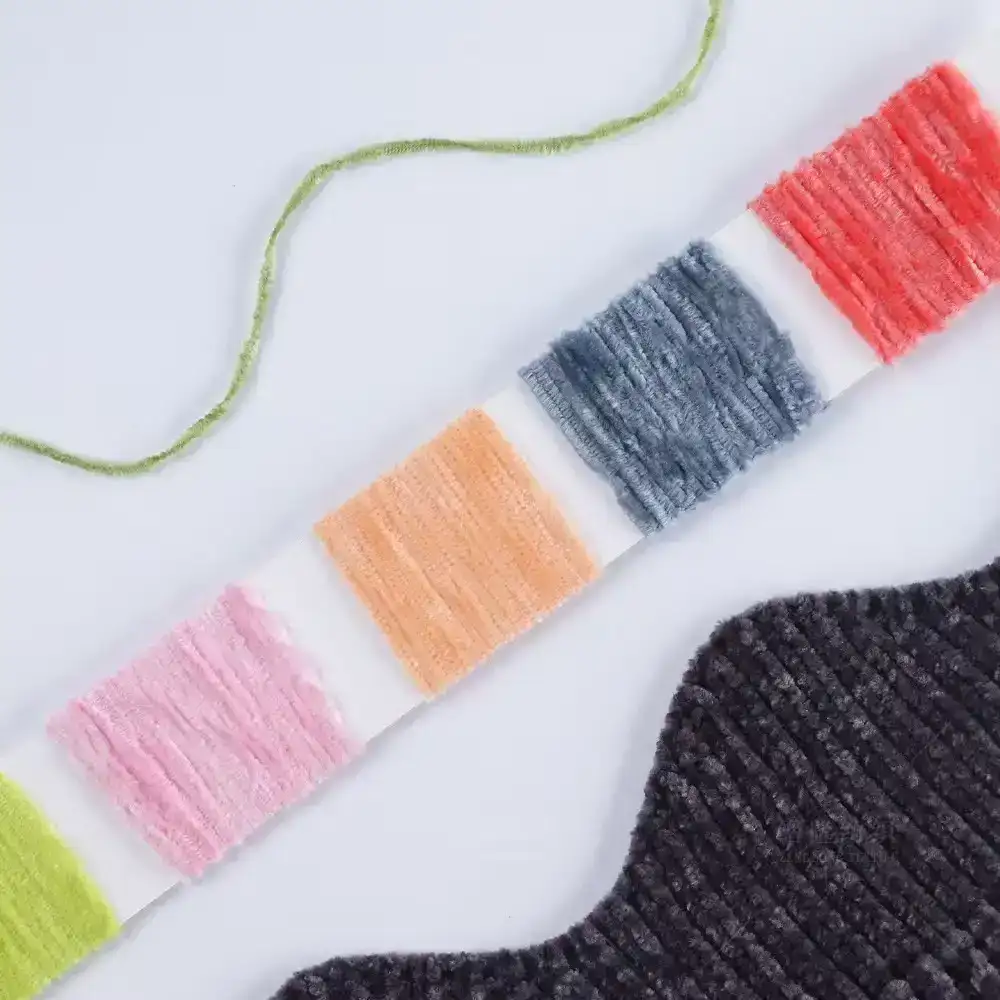 China Yarn for Crop Top,Pajamas,Open Cardigan (Sweater),Crew Neck Pullover (Sweater),Crop Top Pullover (Sweater) Shiny Chenille Fancy Yarn Polyester Silver Birch color buy from China wholesaler bulk order at wholesale price free worldwide shipping Alibaba