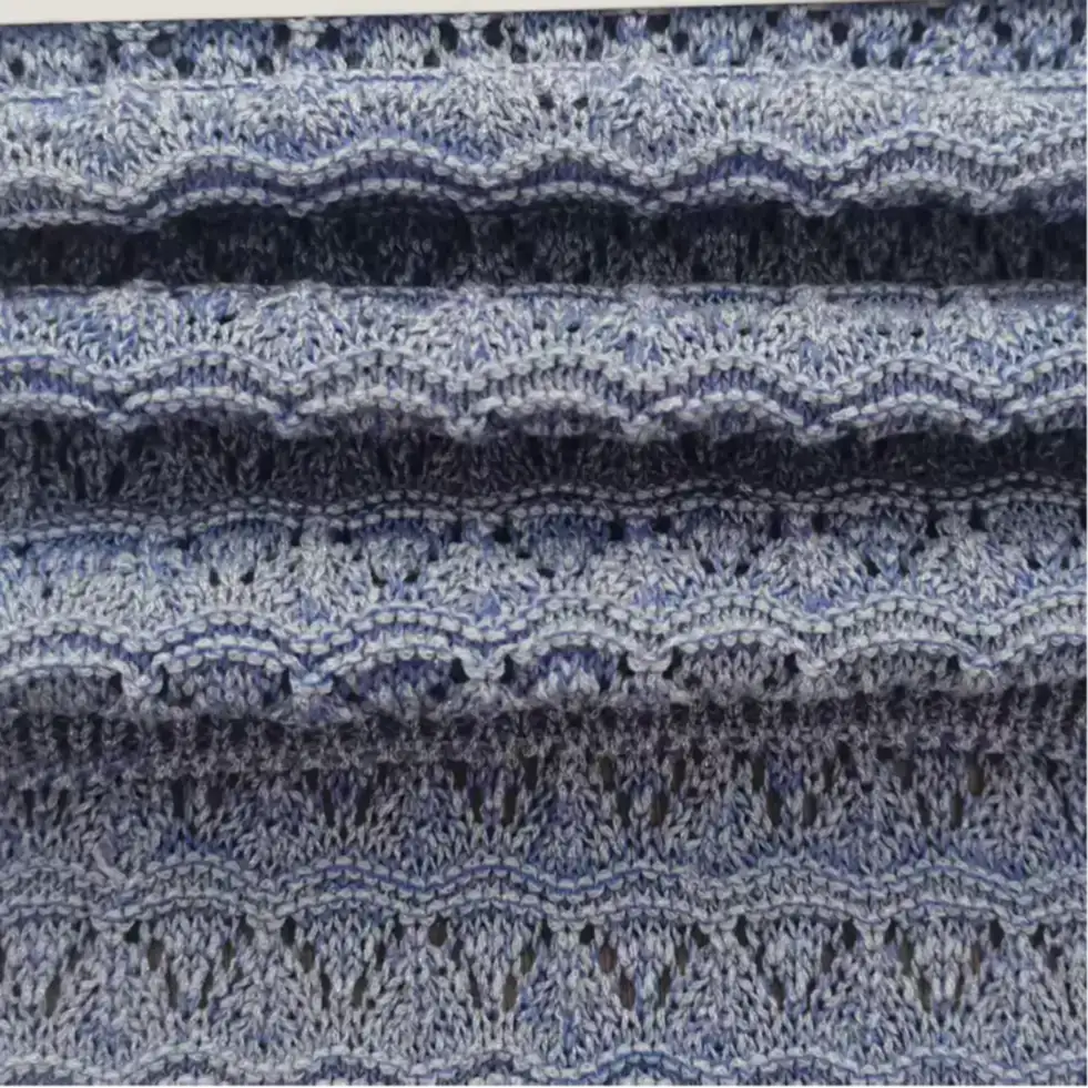 China Yarn for Ladies Vest (Sweater),Roll Neck Jumper (Sweater) Flat Tape Yarn Fancy Yarn BCI Cotton Recycled Polyester Lurex Blue color buy from China wholesaler bulk order at wholesale price free worldwide shipping Alibaba