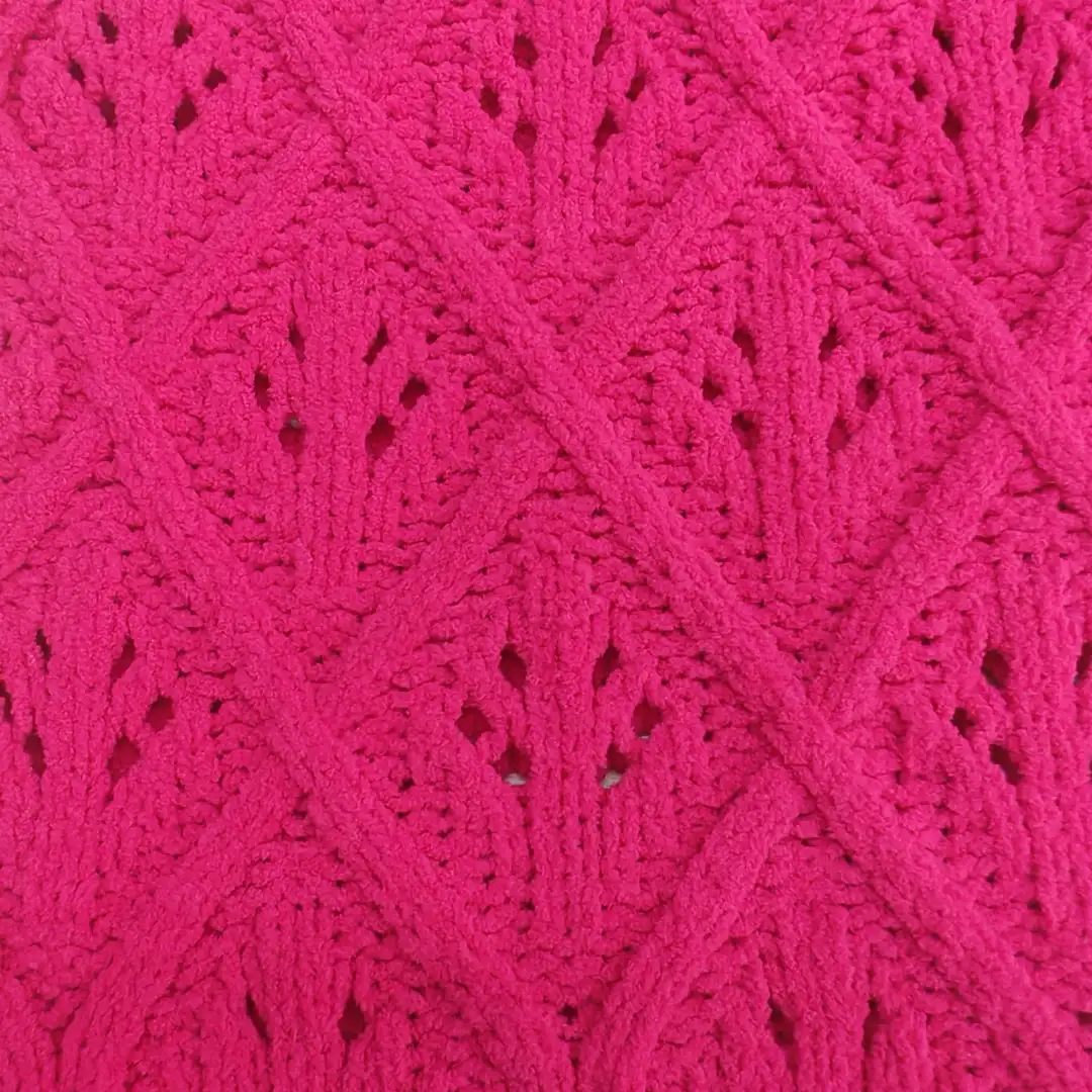 China Yarn for Open Cardigan (Sweater),Half-Zipper Cardigan (Sweater),Round Neck Pullover (Sweater),Crop Top Pullover (Sweater) Matt Chenille Fancy Yarn Recycled Polyester Pink color buy from China wholesaler bulk order at wholesale price free worldwide shipping Alibaba