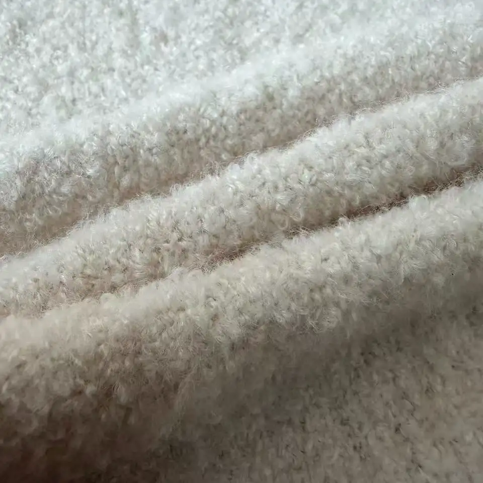 China Yarn for Open Cardigan (Sweater),Full-Zipper Cardigan (Sweater),Half-Zipper Cardigan (Sweater),Round Neck Pullover (Sweater),Crop Top Pullover (Sweater),Hoodie  (Sweater) Boucle Yarn Fancy Yarn Polyester Nylon Elastane Off-White color buy from China wholesaler bulk order at wholesale price free worldwide shipping Alibaba