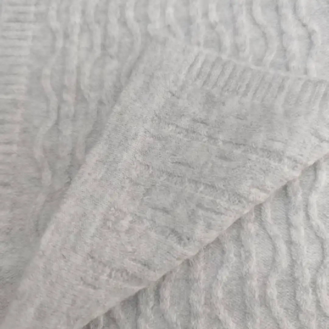 China Yarn for Crop Top,Open Cardigan (Sweater),Full-Zipper Cardigan (Sweater),Round Neck Pullover (Sweater) Mossy Yarn Fancy Yarn Recycled Polyester Acrylic Spandex Wool Gray color buy from China wholesaler bulk order at wholesale price free worldwide shipping Alibaba