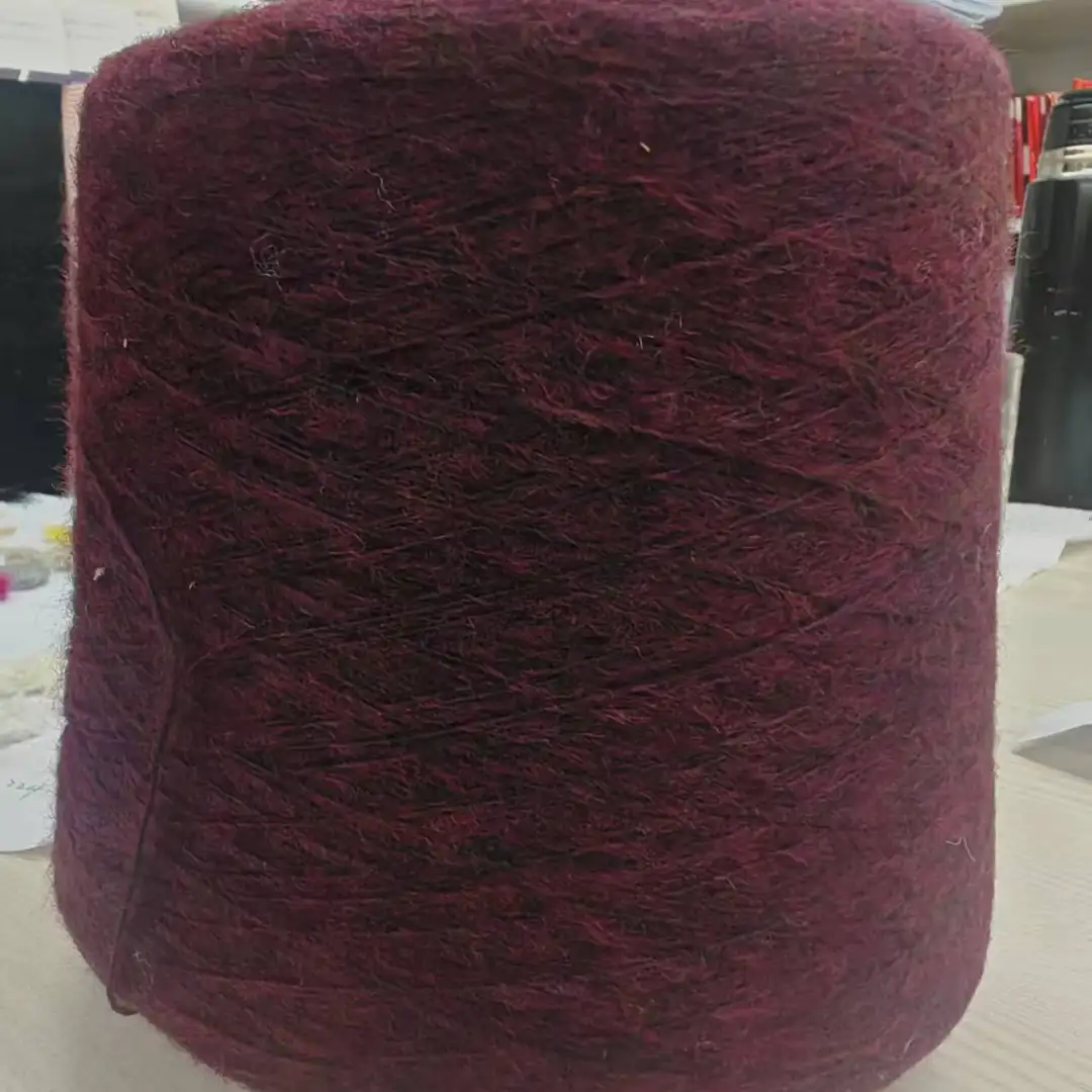 China Yarn for Open Cardigan (Sweater),Full-Zipper Cardigan (Sweater),Half-Zipper Cardigan (Sweater) Air Spun Yarn Fancy Yarn Recycled Polyester Polyester Nylon RWS Wool wine red color buy from China wholesaler bulk order at wholesale price free worldwide shipping Alibaba