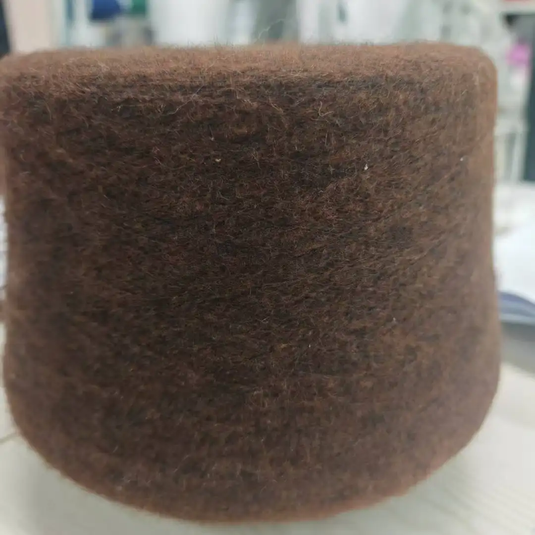 China Yarn for Open Cardigan (Sweater),Full-Zipper Cardigan (Sweater),Half-Zipper Cardigan (Sweater) Mossy Yarn Fancy Yarn Recycled Polyester Polyester Recycled Acrylic RWS Wool Spandex Brown color buy from China wholesaler bulk order at wholesale price free worldwide shipping Alibaba