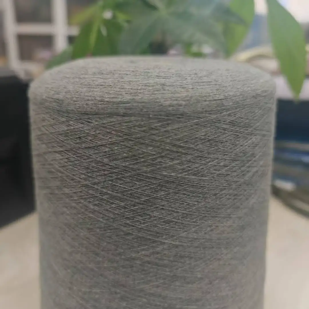 China Yarn for Full-Zipper Cardigan (Sweater),Half-Zipper Cardigan (Sweater),Knitted Jacket (Sweater) Ring Spun Regular Yarn Cotton Recycled Polyester Gray color buy from China wholesaler bulk order at wholesale price free worldwide shipping Alibaba