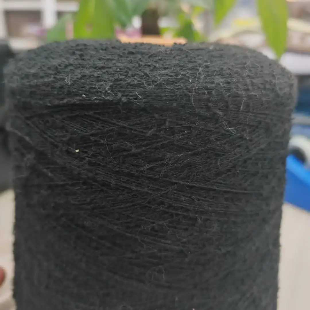 China Yarn for Full-Zipper Cardigan (Sweater),Half-Zipper Cardigan (Sweater),Shirt Long Sleeve Button (Sweater),Shirt Half Sleeve Zipper (Sweater) Boucle Yarn Fancy Yarn Cotton Polyester BLACK color buy from China wholesaler bulk order at wholesale price free worldwide shipping Alibaba