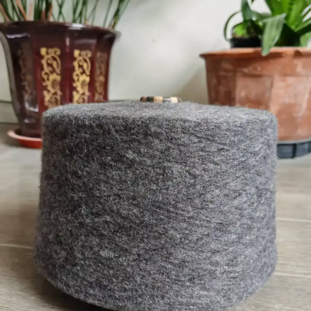 China Yarn for Open Cardigan (Sweater),Full-Zipper Cardigan (Sweater),Half-Zipper Cardigan (Sweater) Mossy Yarn Fancy Yarn Recycled Polyester Acrylic Wool Spandex Gray color buy from China wholesaler bulk order at wholesale price free worldwide shipping Alibaba