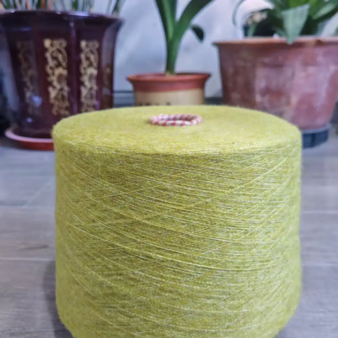 China Yarn for Open Cardigan (Sweater),Full-Zipper Cardigan (Sweater),Half-Zipper Cardigan (Sweater) Mossy Yarn Fancy Yarn Recycled Polyester Polyester Wool Acrylic Spandex Green color buy from China wholesaler bulk order at wholesale price free worldwide shipping Alibaba