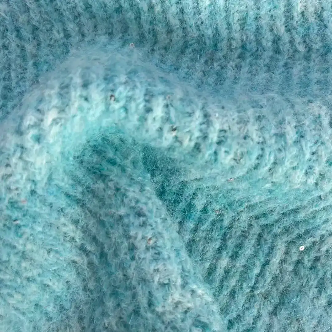 China Yarn for Round Neck Pullover (Sweater),Hoodie  (Sweater),Dresses (Pullover) (Sweater),Skirt (Sweater),Roll Neck Jumper (Sweater) Mossy Yarn Fancy Yarn Wool Nylon Polyester Elastane Sequin blue, purple, sparkling color buy from China wholesaler bulk order at wholesale price free worldwide shipping Alibaba