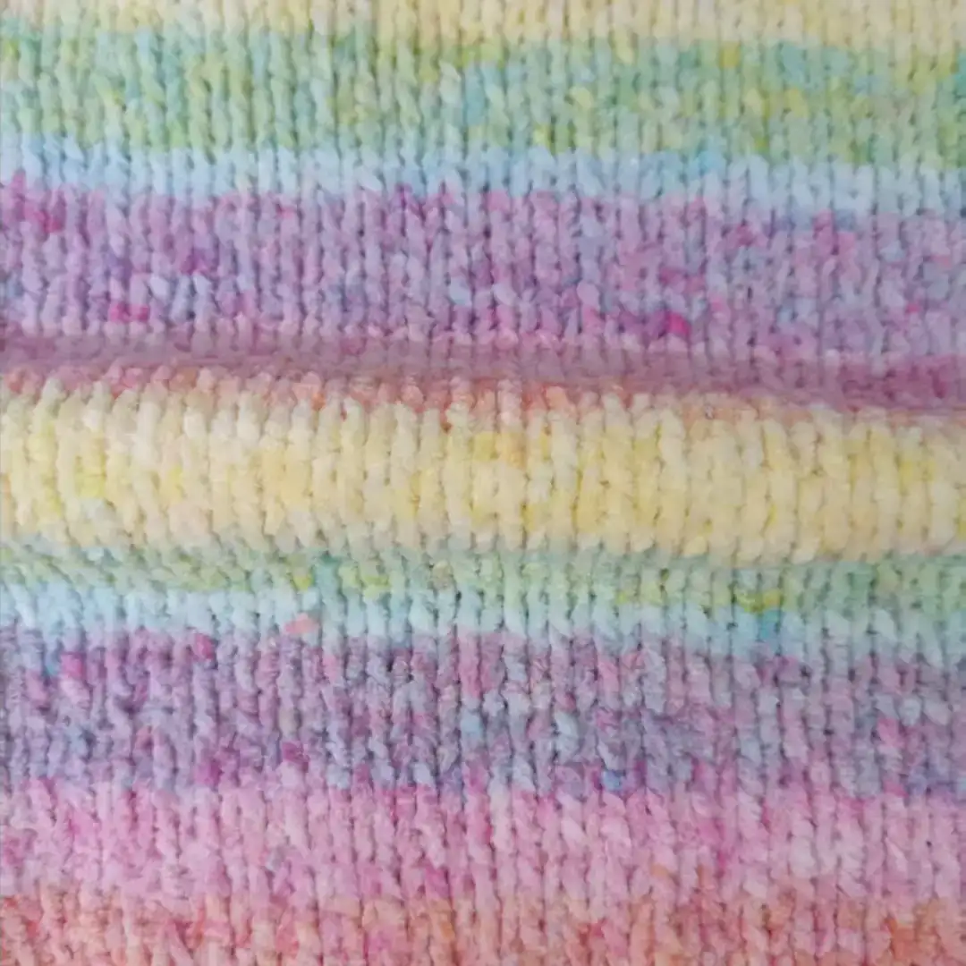 China Yarn for Ladies Vest (Sweater),Men’s Vest (Sweater),Open Cardigan (Sweater),Full-Zipper Cardigan (Sweater),Half-Zipper Cardigan (Sweater) Shiny Chenille Fancy Yarn Polyester rainbow color buy from China wholesaler bulk order at wholesale price free worldwide shipping Alibaba