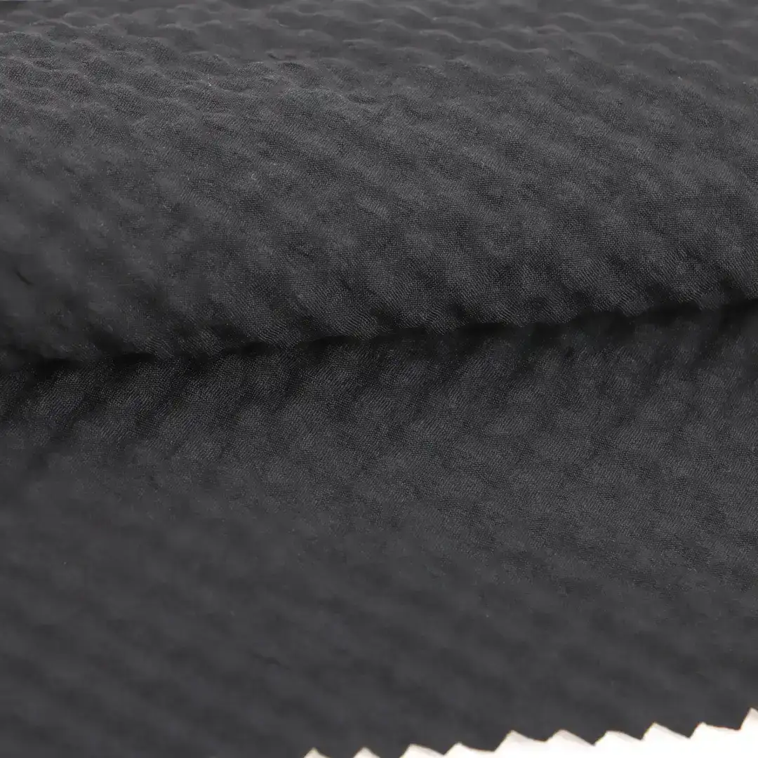 China Fabric for Blouse Polyester Seersucker Synthetic Woven Fabric Polyester black color buy from China wholesaler bulk order at wholesale price free worldwide shipping Alibaba