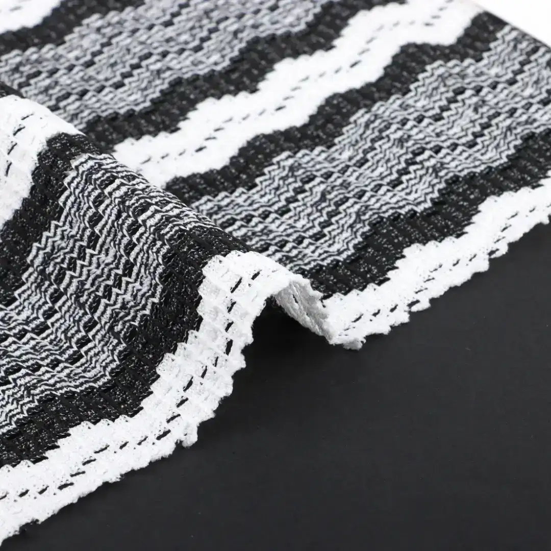 China Fabric for Tank Top,Blouse,Dresses (Pullover)  Lace Knit Fabric Polyester Elastane black /white color buy from China wholesaler bulk order at wholesale price free worldwide shipping Alibaba