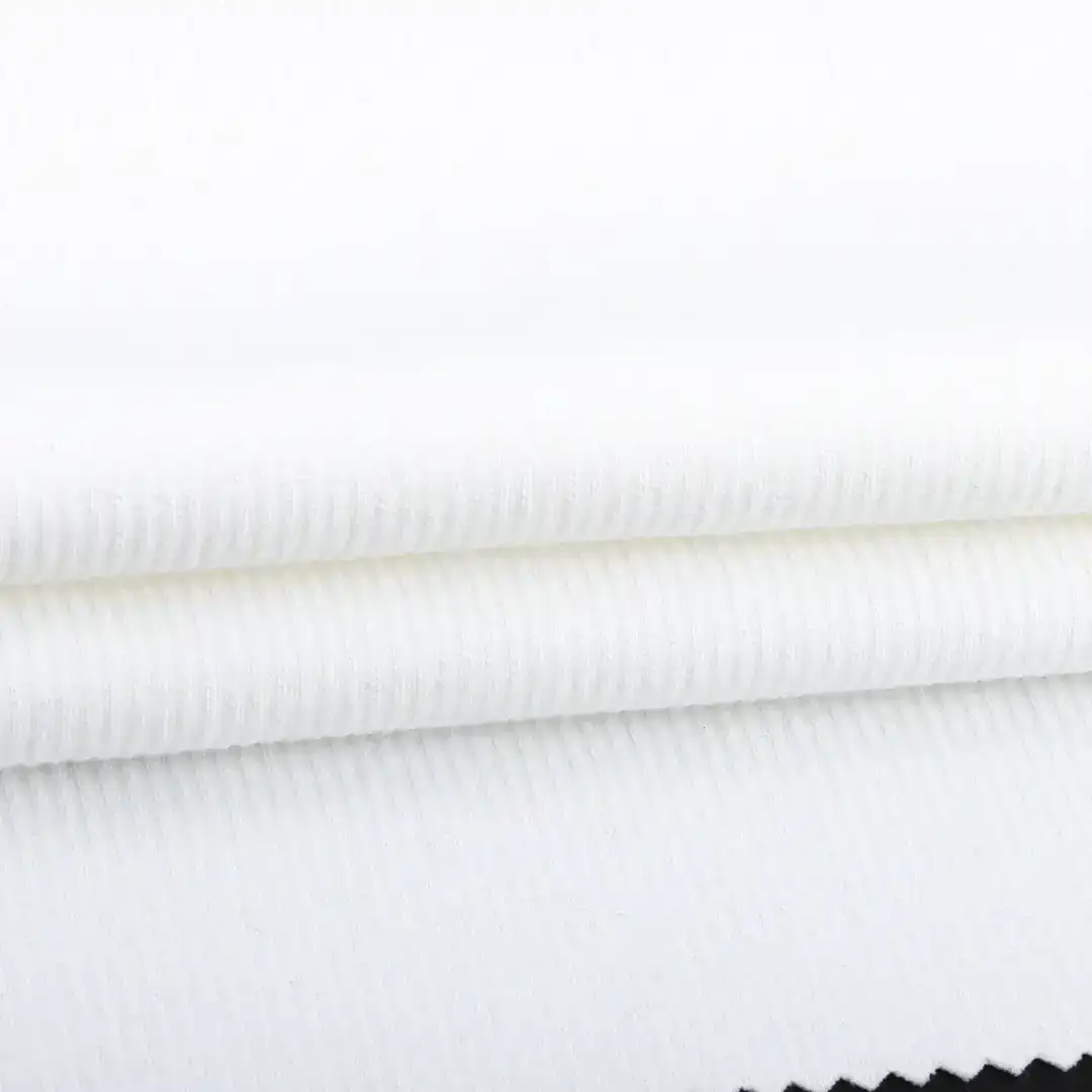 China Fabric for Hoodie  ,Dresses (Pullover)  Rib Knit Fabric Polyester Cotton Elastane white color buy from China wholesaler bulk order at wholesale price free worldwide shipping Alibaba
