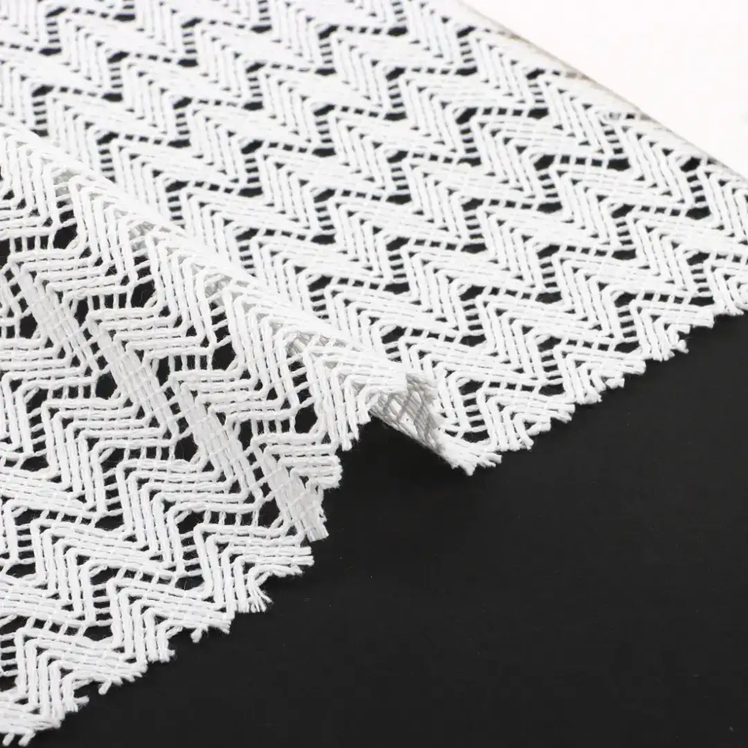 China Fabric for Ladies Vest ,Dresses (Cardigan Open)  Lace Knit Fabric Polyester Cotton Milky white color buy from China wholesaler bulk order at wholesale price free worldwide shipping Alibaba
