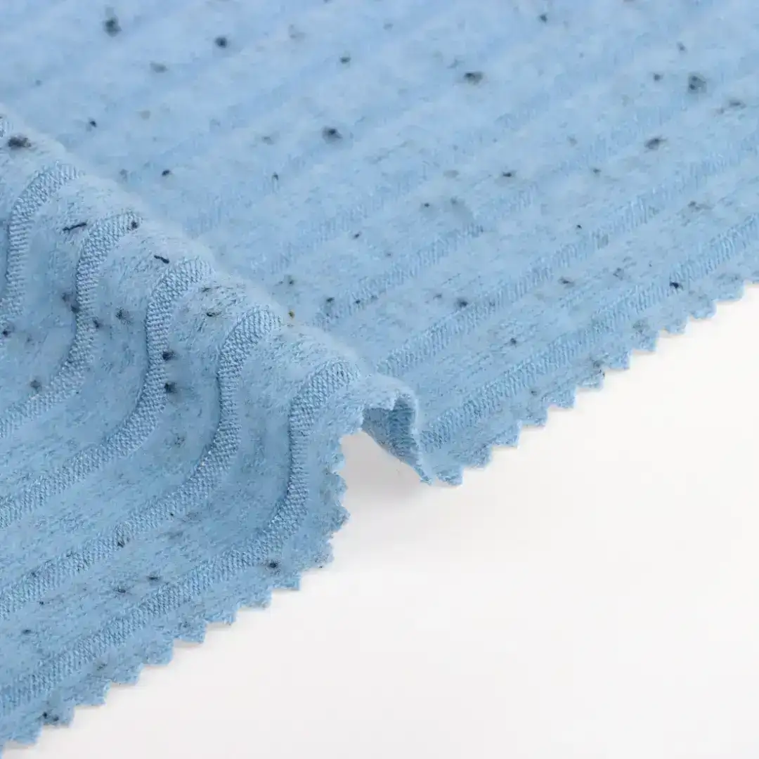 China Fabric for Open Cardigan  Rib Knit Fabric Polyester Spandex Rayon blue color buy from China wholesaler bulk order at wholesale price free worldwide shipping Alibaba