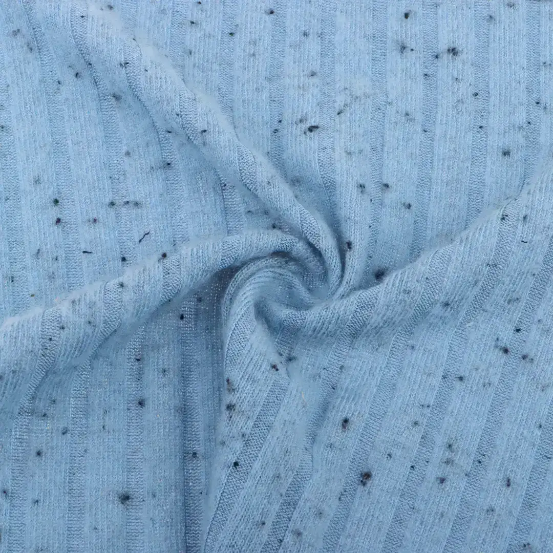 China Fabric for Open Cardigan  Rib Knit Fabric Polyester Spandex Rayon blue color buy from China wholesaler bulk order at wholesale price free worldwide shipping Alibaba