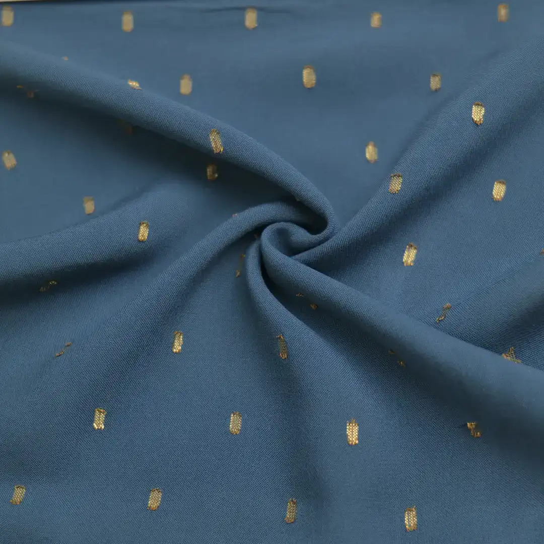 China Fabric for Shirt,Blouse,Shirt Long Sleeve Button ,Shirt Half Sleeve Button ,Over Shirt Polyester Cut Flower Fabric Synthetic Woven Fabric Eco Vero Metallic fiber blue color buy from China wholesaler bulk order at wholesale price free worldwide shipping Alibaba