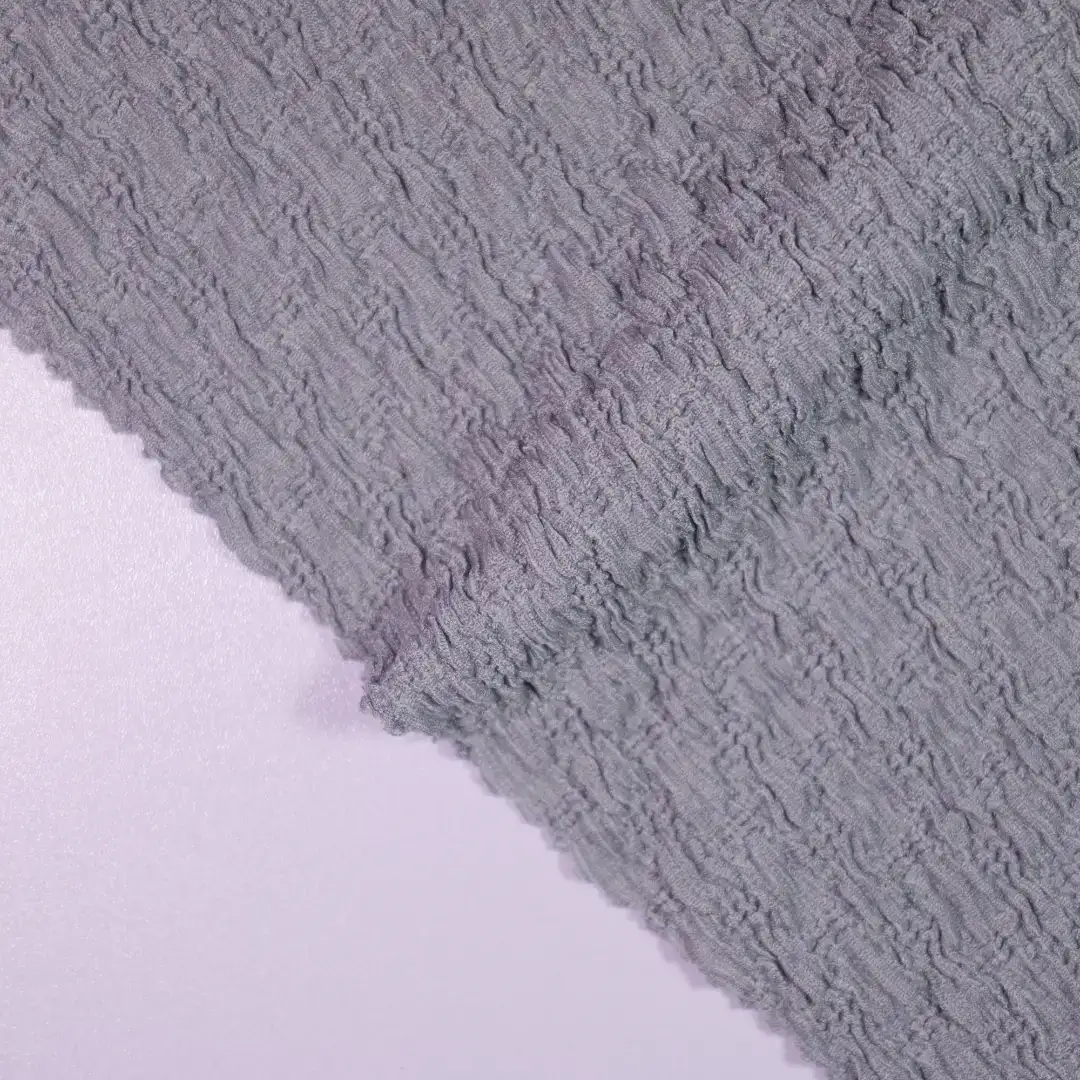 China Fabric for Blouse,Skirt Weft Jacquard Knit Fabric Polyester Spandex grey color buy from China wholesaler bulk order at wholesale price free worldwide shipping Alibaba