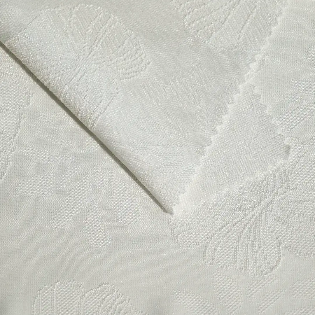 China Fabric for T-Shirt,Tank Top,Blouse,Dresses (Pullover)  Weft Jacquard Knit Fabric Polyester Spandex white color buy from China wholesaler bulk order at wholesale price free worldwide shipping Alibaba