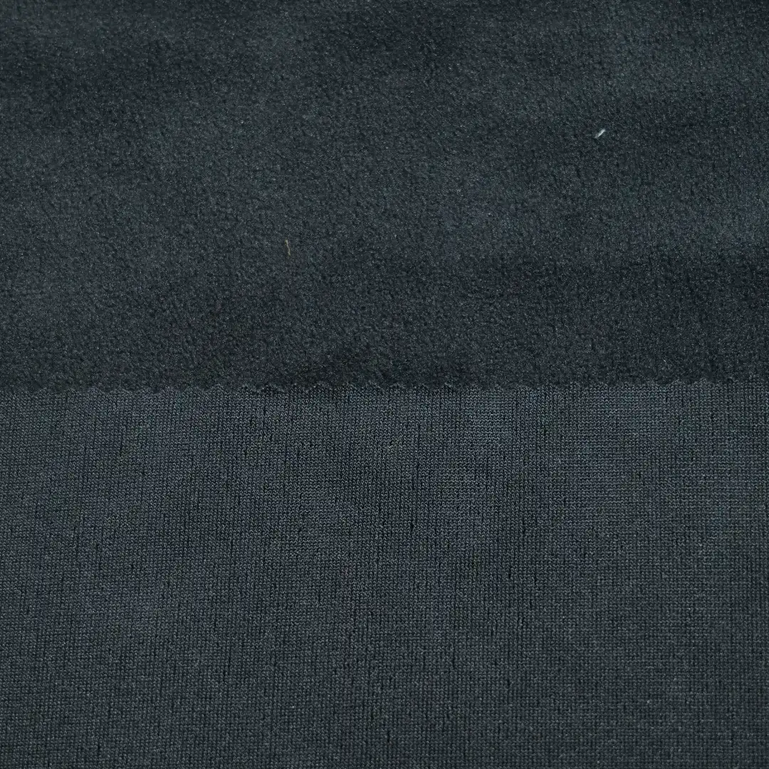 China Fabric for Jackets,Hoodie,Loungewear Fleece Knit Fabric Polyester Spandex black color buy from China wholesaler bulk order at wholesale price free worldwide shipping Alibaba