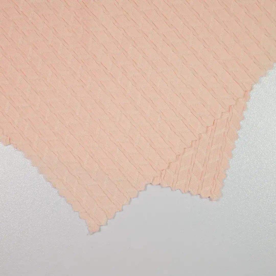 China Fabric for Blouse,Skirt Jacquard Knit Fabric Polyester Spandex Pale red color buy from China wholesaler bulk order at wholesale price free worldwide shipping Alibaba