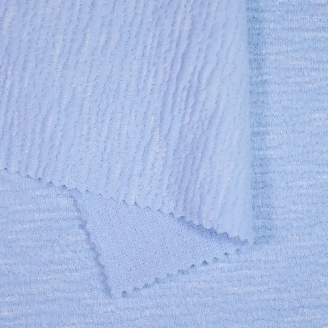 China Fabric for Blouse,Hoodie,Sweatshirt Jacquard Knit Fabric Polyester Rayon Spandex blue color buy from China wholesaler bulk order at wholesale price free worldwide shipping Alibaba