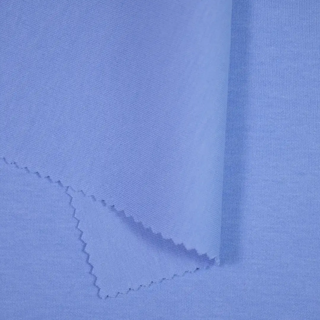 China Fabric for Hoodie,Sweatshirt Interlock Knit Fabric Cotton Polyester Elastane blue color buy from China wholesaler bulk order at wholesale price free worldwide shipping Alibaba