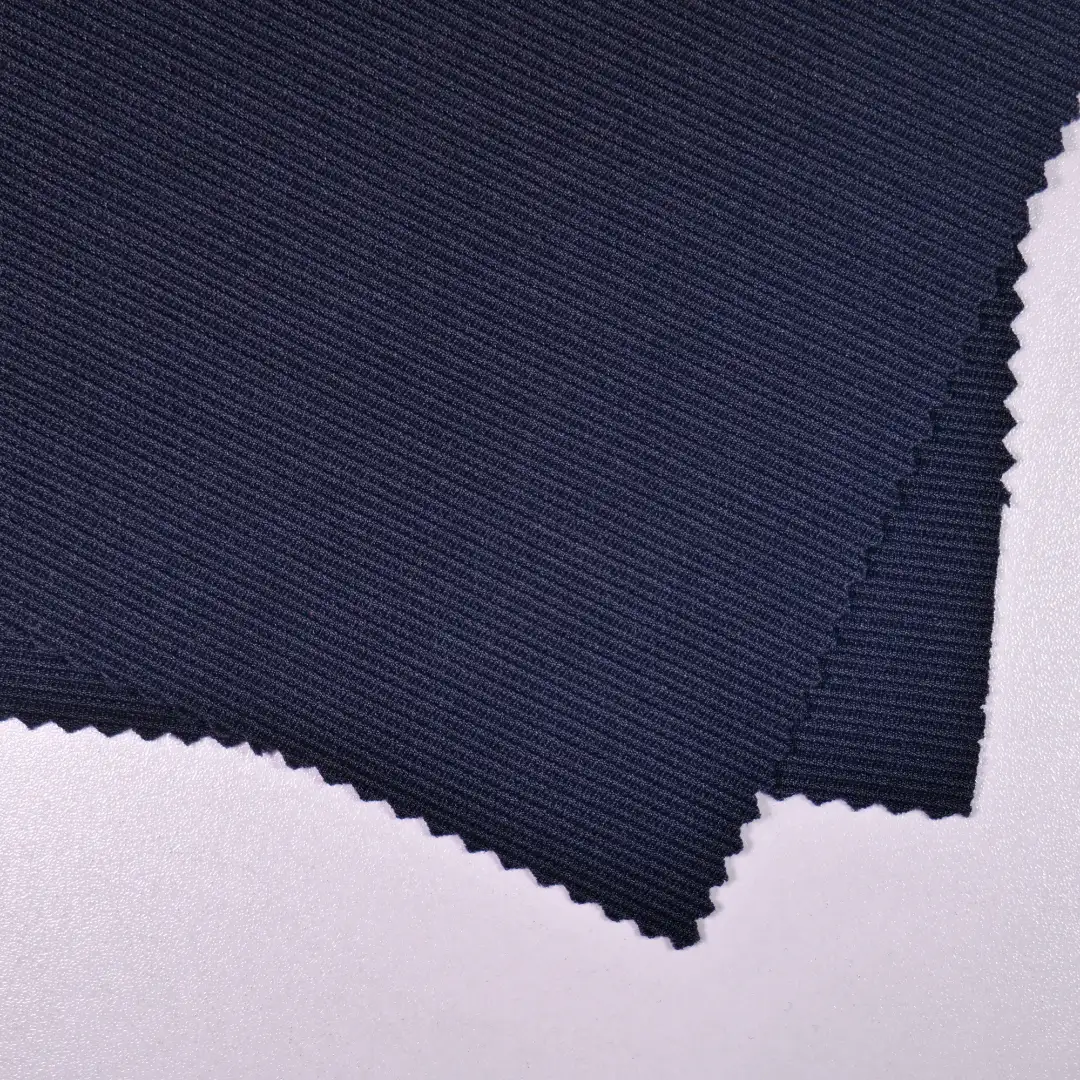 China Fabric for Jackets Ottoman Knit Fabric Polyester Spandex Dark blue color buy from China wholesaler bulk order at wholesale price free worldwide shipping Alibaba