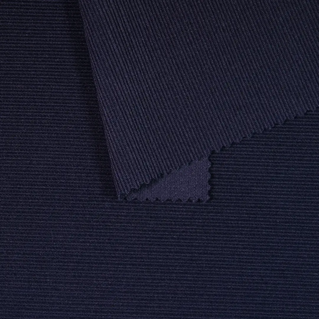 China Fabric for Jackets Ottoman Knit Fabric Polyester Spandex Dark blue color buy from China wholesaler bulk order at wholesale price free worldwide shipping Alibaba