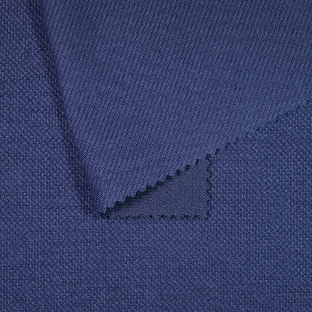 China Fabric for Blazer,Uniform,Knitted Jacket  Rib Knit Fabric Cotton Polyester Spandex Dark blue color buy from China wholesaler bulk order at wholesale price free worldwide shipping Alibaba