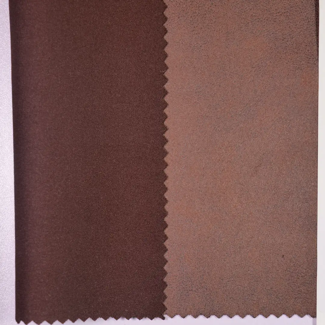 China Fabric for Jackets,Trench Coat Suede Knit Fabric Polyester Spandex brown color buy from China wholesaler bulk order at wholesale price free worldwide shipping Alibaba