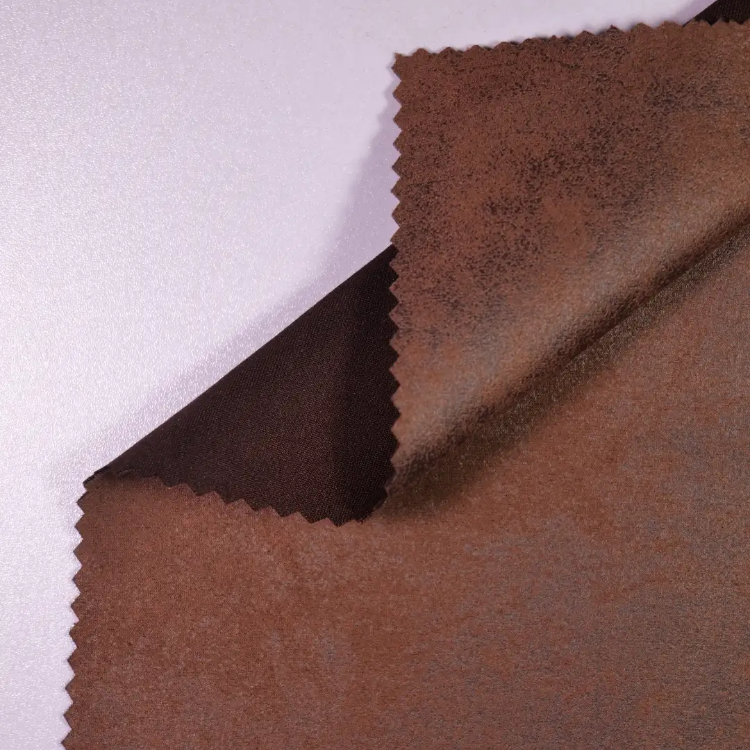 China Fabric for Jackets,Trench Coat Suede Knit Fabric Polyester Spandex brown color buy from China wholesaler bulk order at wholesale price free worldwide shipping Alibaba