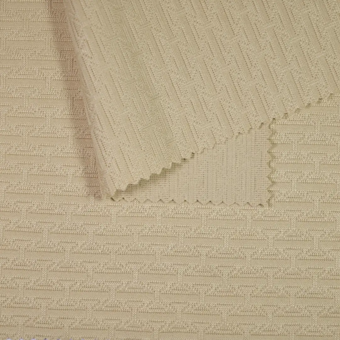China Fabric for T-Shirt,Polo Shirt Jacquard Knit Fabric Polyester Khaki color buy from China wholesaler bulk order at wholesale price free worldwide shipping Alibaba