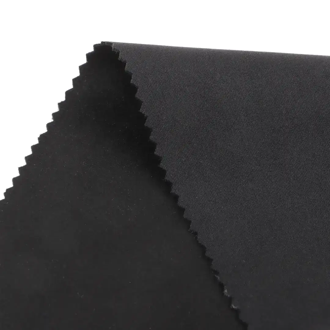 China Fabric for Jackets Weft Suede Knit Fabric Polyester Spandex Black color buy from China wholesaler bulk order at wholesale price free worldwide shipping Alibaba