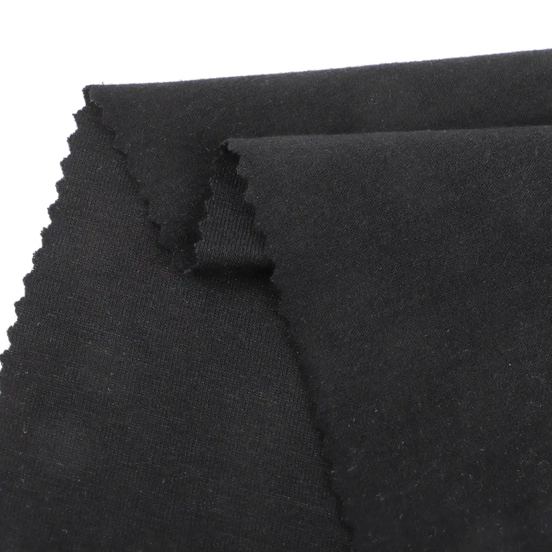 China Fabric for T-Shirt Single Jersey Knit Fabric Tencel Wool Spandex Black color buy from China wholesaler bulk order at wholesale price free worldwide shipping Alibaba