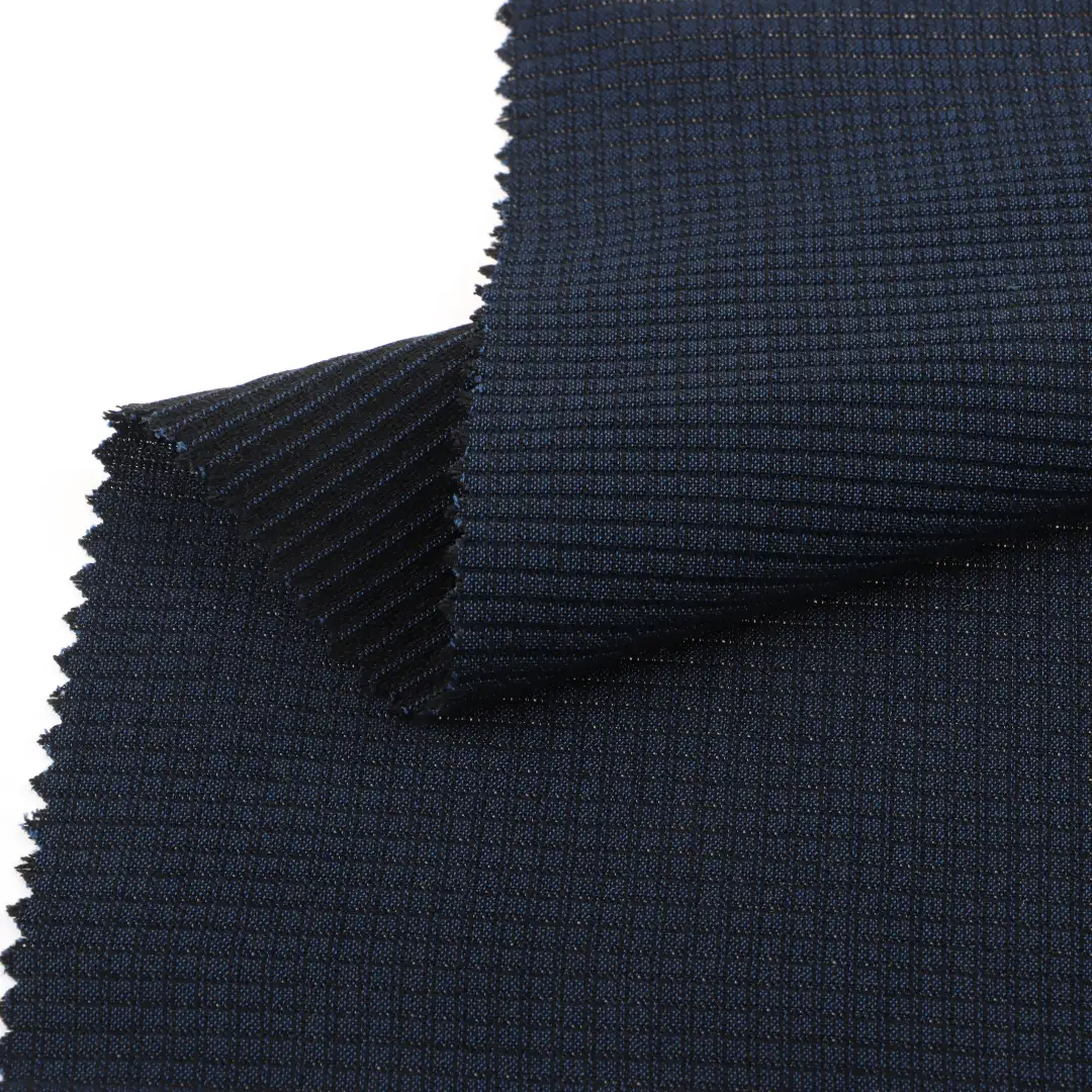 China Fabric for Pants Polyester/Rayon Plain Woven Blended Fabric Polyester Rayon Spandex Blue color buy from China wholesaler bulk order at wholesale price free worldwide shipping Alibaba