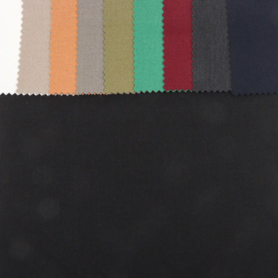 China Fabric for Pants Polyester/Rayon Twill Woven Blended Fabric Polyester Rayon Spandex Black color buy from China wholesaler bulk order at wholesale price free worldwide shipping Alibaba
