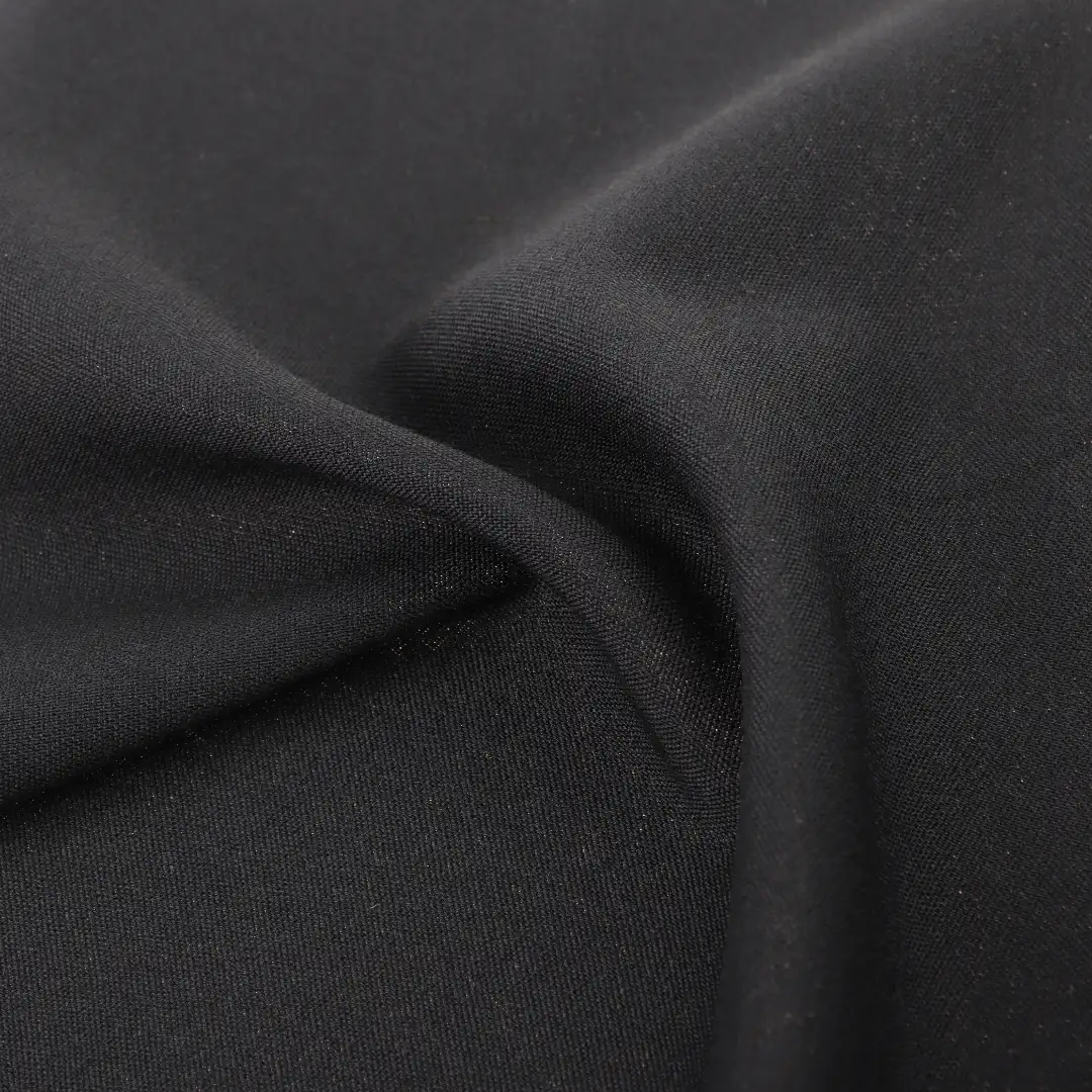 China Fabric for Pants Polyester/Rayon Plain Woven Blended Fabric Polyester Rayon Spandex Black color buy from China wholesaler bulk order at wholesale price free worldwide shipping Alibaba