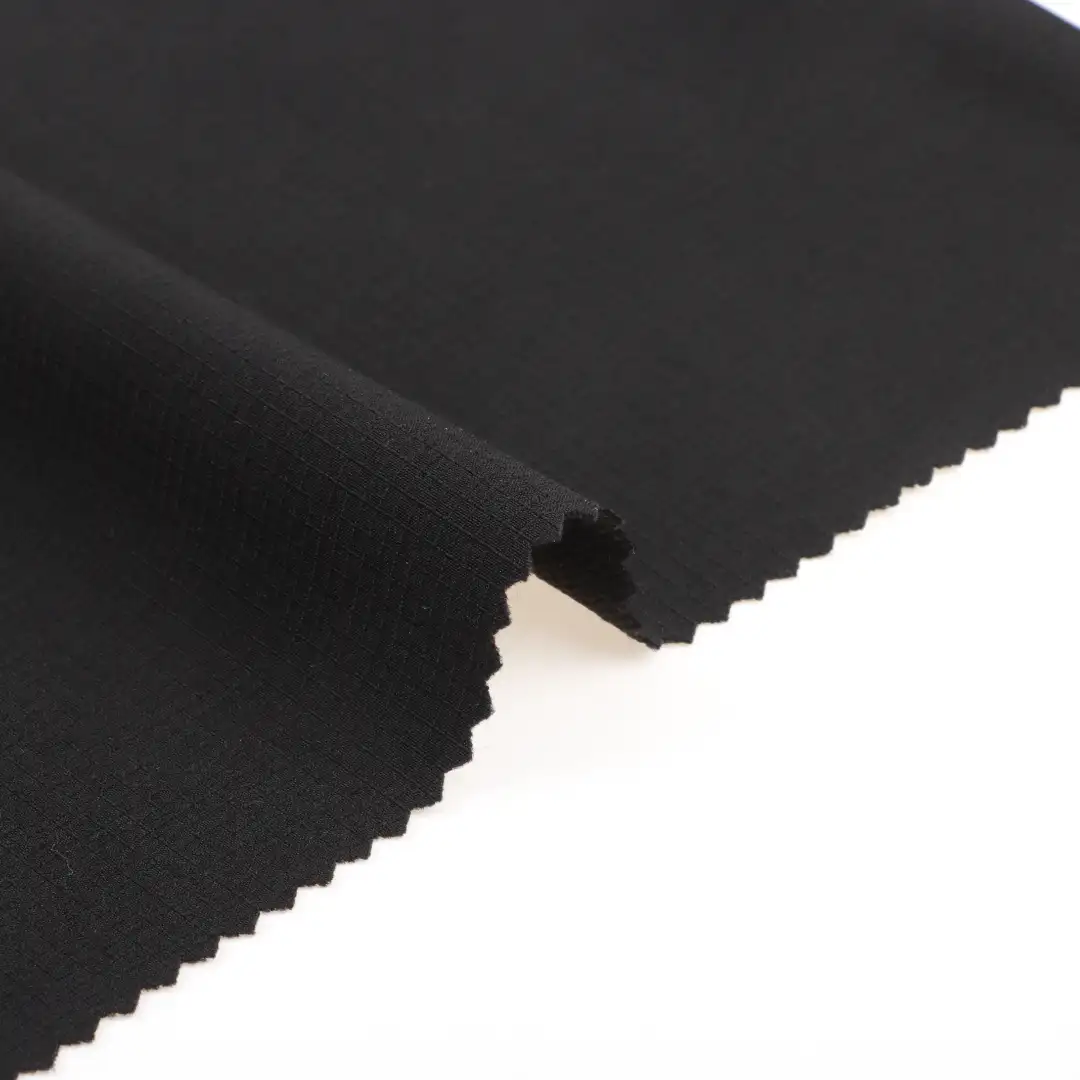 China Fabric for Pants Polyester Mountaineering Fabric Synthetic Woven Fabric Polyester Spandex BLACK color buy from China wholesaler bulk order at wholesale price free worldwide shipping Alibaba