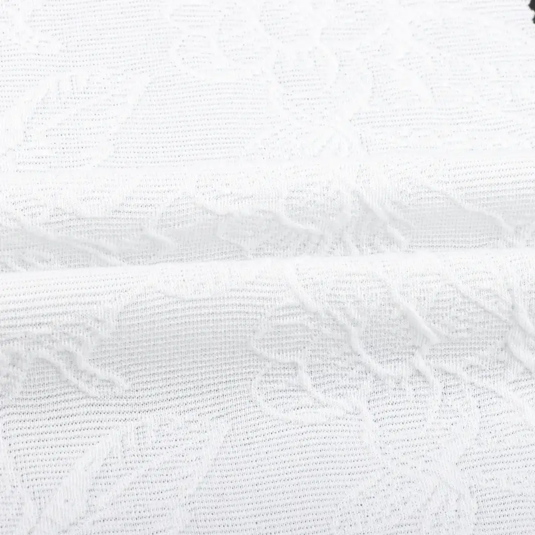 China Fabric for Blouse,Skirt Weft Jacquard Knit Fabric Polyester Spandex White color buy from China wholesaler bulk order at wholesale price free worldwide shipping Alibaba
