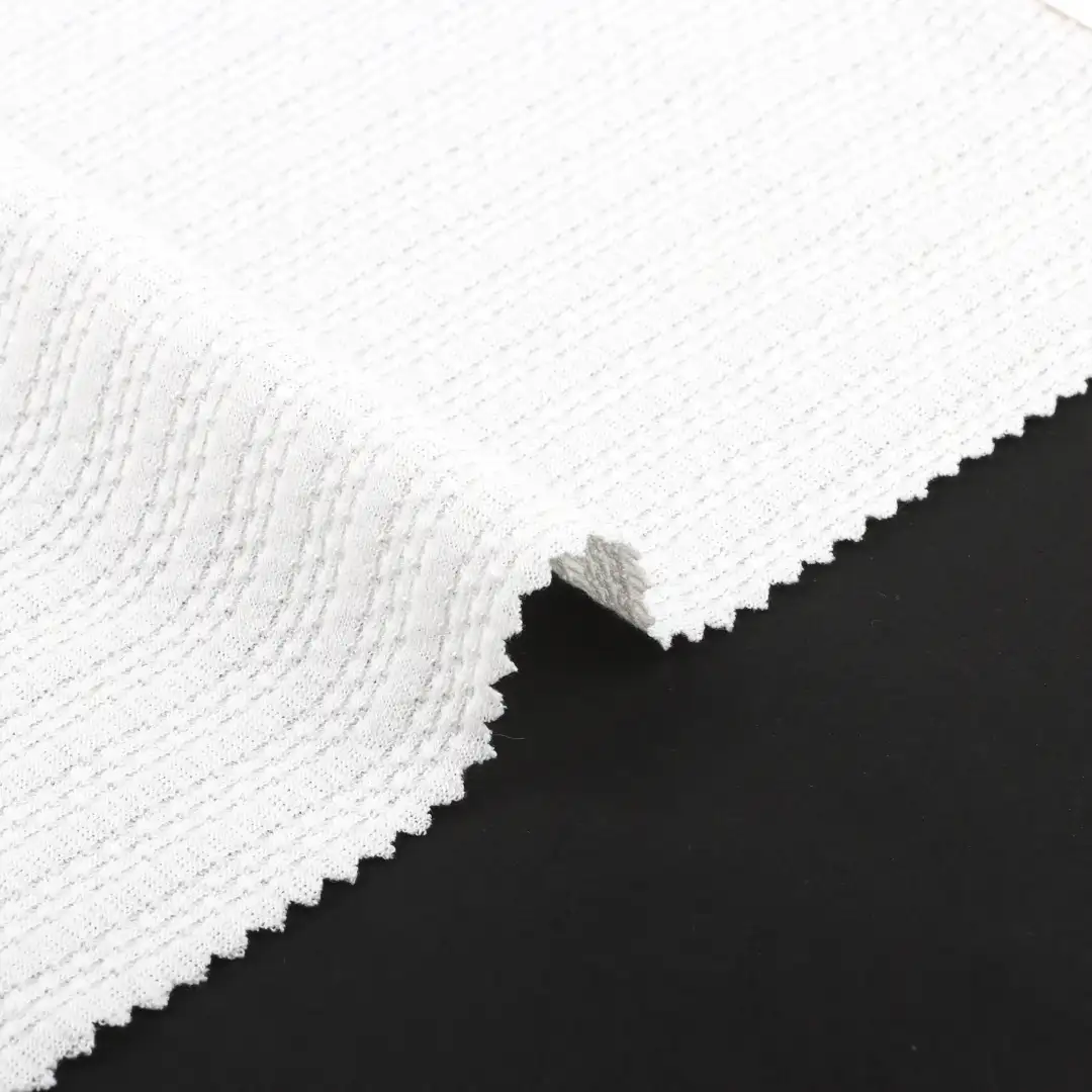 China Fabric for T-Shirt,Shorts Hacci Knit Fabric Polyester Rayon Spandex White color buy from China wholesaler bulk order at wholesale price free worldwide shipping Alibaba