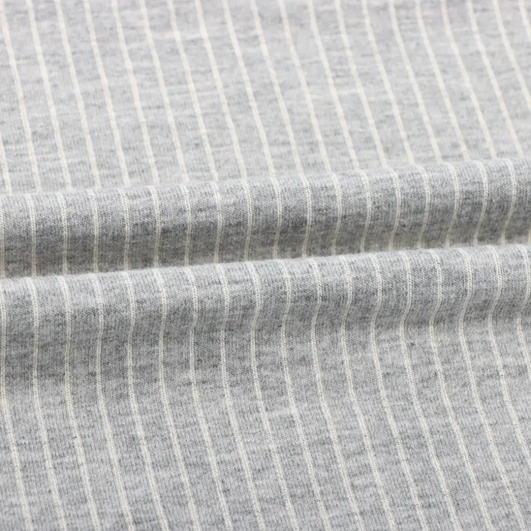 China Fabric for Pants,T-Shirt Weft Jacquard Knit Fabric Cotton Polyester Spandex Grey color buy from China wholesaler bulk order at wholesale price free worldwide shipping Alibaba