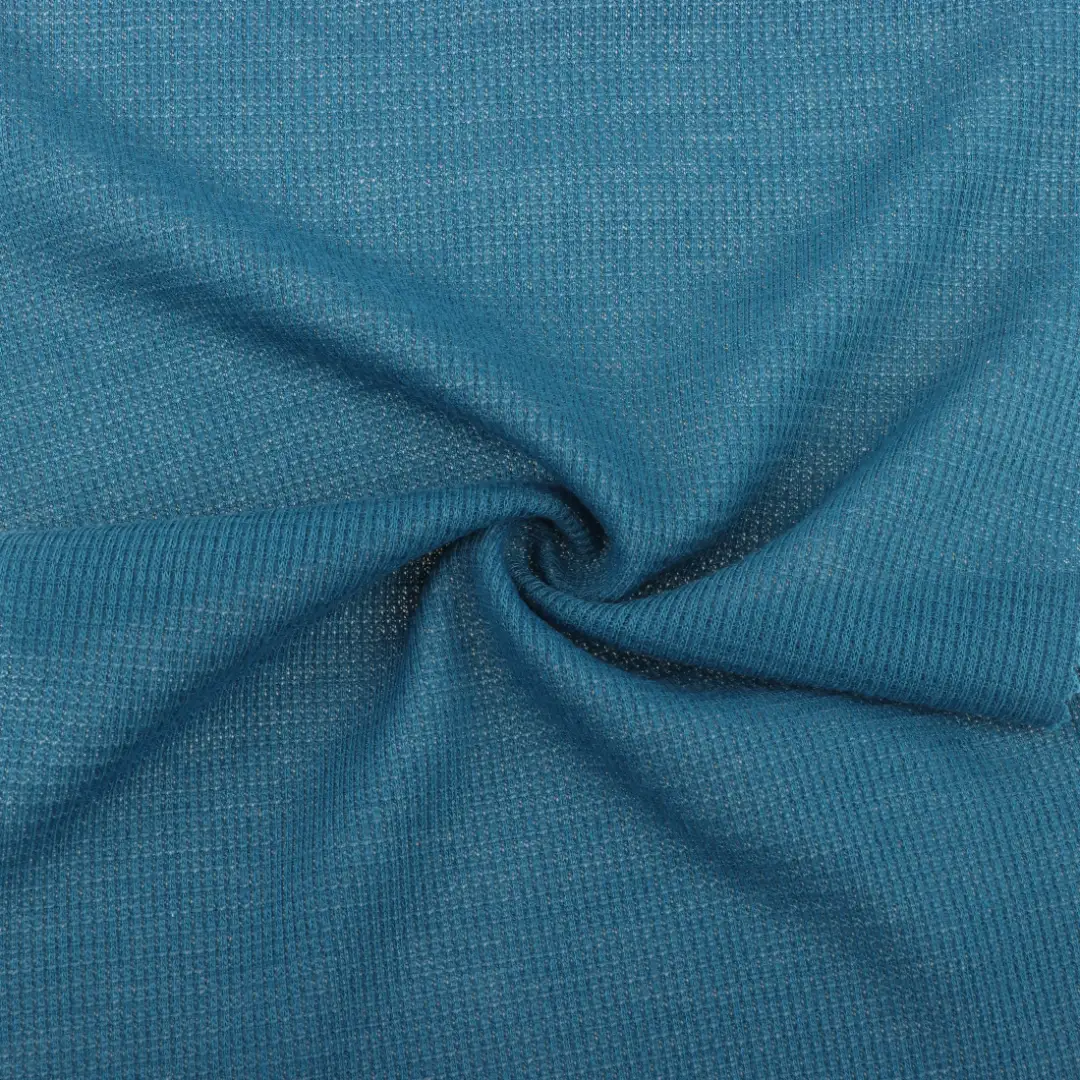 China Fabric for T-Shirt,Shorts Waffle Knit Fabric Polyester Blue color buy from China wholesaler bulk order at wholesale price free worldwide shipping Alibaba