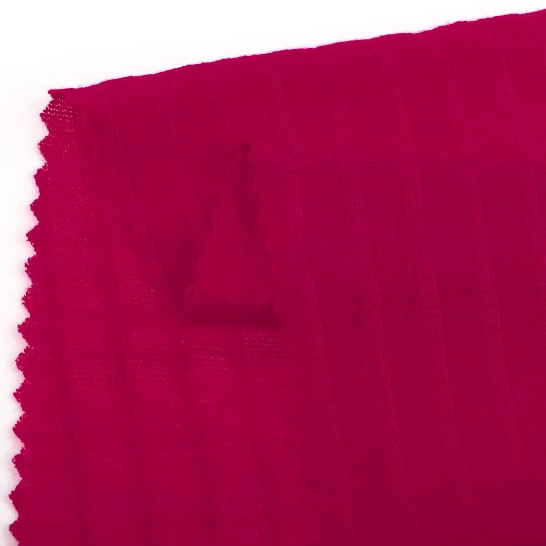 China Fabric for T-Shirt,Shorts Weft Jacquard Knit Fabric Rayon Spandex Red color buy from China wholesaler bulk order at wholesale price free worldwide shipping Alibaba