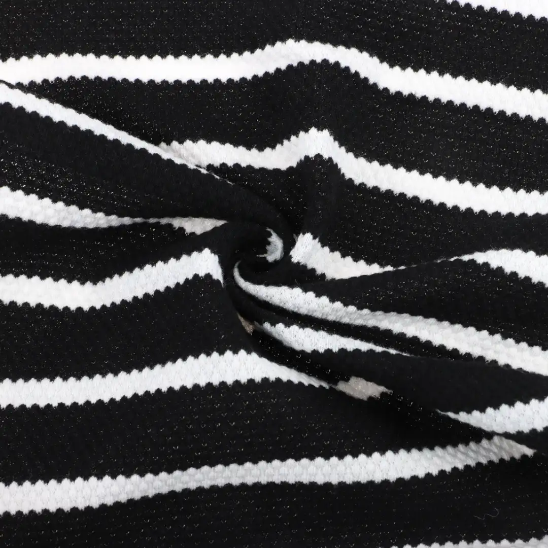 China Fabric for T-Shirt,Shorts Weft Jacquard Knit Fabric Cotton Spandex Black and White color buy from China wholesaler bulk order at wholesale price free worldwide shipping Alibaba
