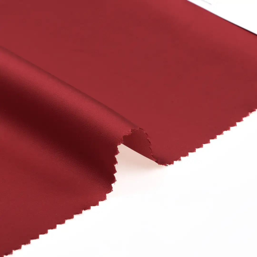 China Fabric for Pants Polyester Satin Synthetic Woven Fabric Polyester burgundy color buy from China wholesaler bulk order at wholesale price free worldwide shipping Alibaba